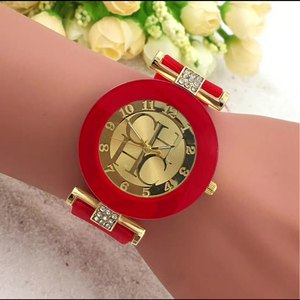 Deseo popular de silicona <span class=keywords><strong>CHHC</strong></span> de moda y minimalista con incrustaciones de diamantes reloj de cuarzo ultrafino reloj de mujer de moda de color caramelo - Product Image 2