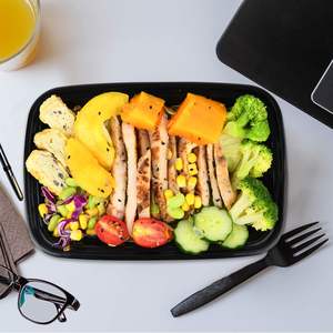 En stock : Contenant alimentaire américain transparent noir sans BPA, compatible congélateur, avec couvercle, pour supermarché, aliments froids et pique-niques - Product Image 4