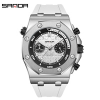 Reloj de Cuarzo Sanda 7027 de Alta Calidad, Relojes de Cuarzo con Correa de Silicona, Reloj de Pulsera Deportivo Informal Luminoso para Hombre