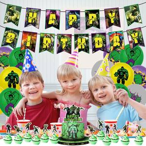 Superhéroe <span class=keywords><strong>Hulk</strong></span> tema Fiesta decoración globos Banner pastel Topper Baby Shower <span class=keywords><strong>para</strong></span> niños suministros de fiesta de cumpleaños juguetes regalos - Product Image 3