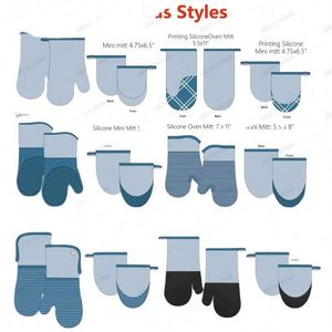 Blue Silicone Cotton Stripe <b>Oven</b> Mitt Pot Holder Set Kitchen <b>Baking</b> Cooking Heat Resistant Dishwasher Safe Eco-Friendly <b>Oven</b> - Product Image 6
