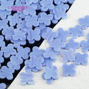 Cadermay Natural Purple Chalcedony Four Leaf Clover 12.9x12.9mm Loose Gemstone Jewelry Accessory - Product Image 3