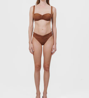 Conjunto de Bikini de Dos Piezas para Mujer, Diseño Personalizado con Logotipo OEM del Fabricante, Certificado OEKO-TEX, Tejido Econyl de Secado Rápido, Tirantes Anchos Fruncidos, Cintura Alta, Corte Cheeky