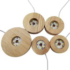 Runde hölzerne LED-Nachtlicht basis dekorative Holz halter Display Stand für Kristalle Glaskugel Dekor