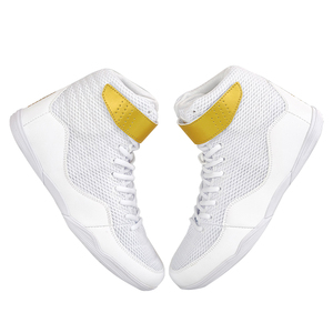 Chaussures de boxe en gros respirantes en maille pour l'entraînement, chaussures de lutte, chaussures de kickboxing avec semelle extérieure en caoutchouc antidérapante et sangle de cheville - Product Image 4