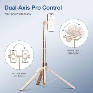 Perche à selfie 1,68 m tout-en-un avec trépied à ouverture automatique, télécommande rechargeable, tige télescopique en alliage d'aluminium pour selfies en extérieur - Product Image 3