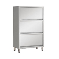 Fabrieksdirect 201/304 RVS driedelige kast met naar boven openende deuren, gepolijste afwerking, 500 kg/m, professionele keuken