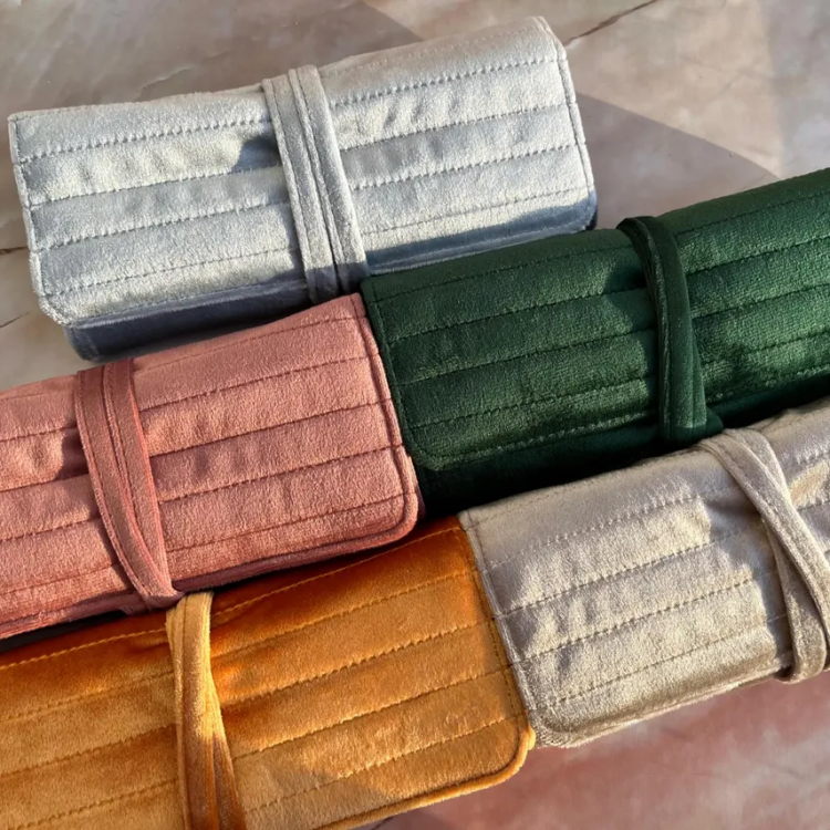 Range Bijoux Portable Pochette Rouleau à Bijoux Voyage