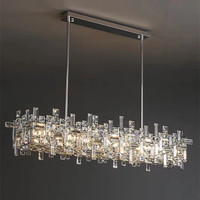 Lampe de salle à manger suspendue en acier inoxydable chromé de Style italien, lustre de Table d'hôtel