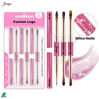 Ensemble de brosses à ongles en nylon à double extrémité avec manche métallique, qualité supérieure, effet pailleté, pour la manucure au gel