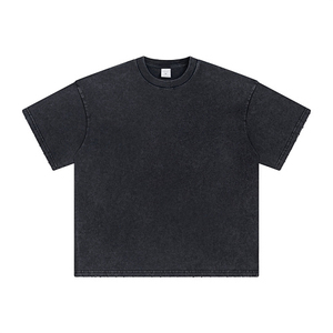 T-shirt pour homme en coton 100% 250 GSM à manches courtes, style streetwear oversize, uni, vintage, délavé à l'acide, avec logo personnalisé - Product Image 2