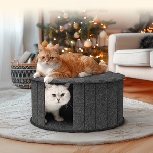 Modern Sustainable Sound-Absorbing Felt Cat Hideaway Collapsible Enclosed Cat Cave & Cozy Indoor Play Tunnel Print Design - Product Image 6