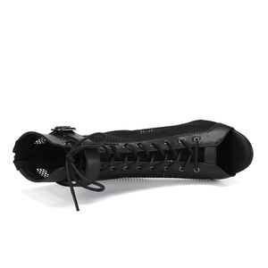 K92 <span class=keywords><strong>chaussures</strong></span> de danse latine à talon haut pour <span class=keywords><strong>femmes</strong></span> PU/Velvet + réseau hall haut au-dessus de <span class=keywords><strong>la</strong></span> cheville - Product Image 4