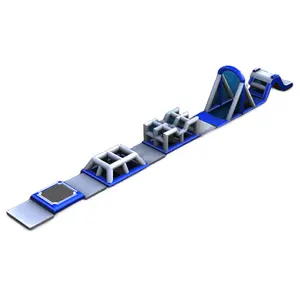 선형 유형 야외 풍선 물 게임 슬라이드 트램펄린 플로팅 아일랜드 풍선 워터 파크