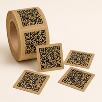 Autocollants en papier kraft avec code QR, logo personnalisé, finition mate, écologiques, autocollants adhésifs pour emballage, vente en gros