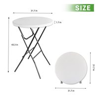 Vente en gros Table de cartes pliable portable ronde de 4 pieds Table de bar pliable de pique-nique de jardin en plastique d'intérieur et d'extérieur pour les événements