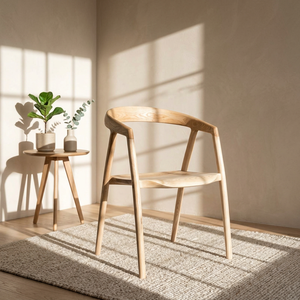 Silla de Comedor Ergonómica de Madera Maciza Escandinava, Diseño de Respaldo Moderno de Mediados de Siglo, Muebles Estables para el Hogar, Tono Claro, Madera para Villa - Product Image 1