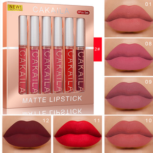 CAKAILA – Coffret de 6 rouges à lèvres liquides minéraux longue tenue effet satiné de luxe, couleur 01, avec porte-clés fleur – Rouge à lèvres mat 2,5g - Product Image 4