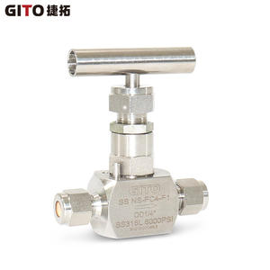 Válvula de aguja de doble férula de acero inoxidable SS316L de alta presión, barra cuadrada NS, 6000 PSI, para medios de agua y gas, estructura de cierre de bola - Product Image 2