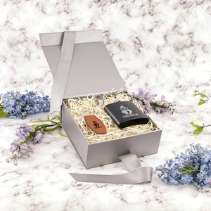 Luxury Custom Grey Carton Printed Logo Luxury Cardboard <b>Gift</b> Packaging Perfume <b>Magnetic</b> Paper <b>Box</b> with Ribbon - Product Image 2