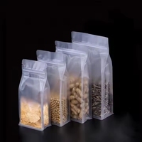 Sachet refermable à fond plat transparent en PE de qualité alimentaire à huit soudures latérales, pochette autoportante sécurisée pour chewing-gum et lait