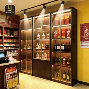 Retail Tobacco and Wine <b>Display</b> Case <b>Wall</b> <b>Unit</b> with Adjustable Shelves LED Lit Glass Front for Store Visibility - Product Image 4