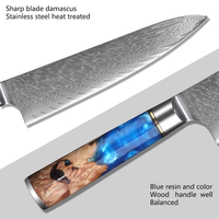 Couteaux de cuisine professionnels, ensemble de couteaux de chef de haute qualité, couteau en acier Damas japonais avec manche forgé en résine pour couper la viande