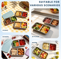 Boîte à goûter pour enfants en acier inoxydable, réutilisable, avec couvercle en silicone, double compartiment, boîte à lunch pour garder les aliments frais