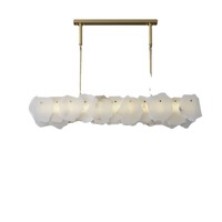 Lampe suspendue moderne en albâtre pour salle à manger, rectangulaire, en laiton, éclairage LED de luxe, finition marbre, hauteur réglable pour la maison