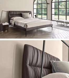 Modern Luxury Leather <b>Queen</b> <b>Size</b> <b>Bed</b> Set Wooden <b>Bed</b> Frame Storage Furniture for Wedding or Master Bedroom for Apartment Use - Product Image 3