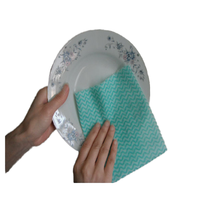 Lingettes de nettoyage en microfibre de bambou 100% jetables personnalisées, chiffon à vaisselle écologique à motif de vague, échantillon gratuit de cuisine disponible