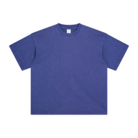 Camiseta de punto personalizada con cuello corto, manga corta, estilo vintage, corte regular, 250 g/m², transpirable, 100 % algodón para hombre