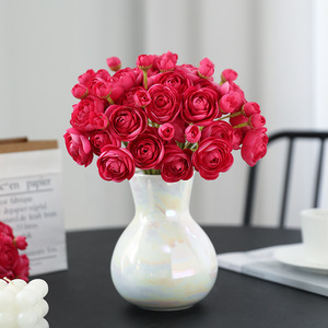 <b>Artificial</b> Camellia Bouquet 6 Stem Plastic Silk <b>Flowers</b> High Simulation Rustic Home Decor Wedding Props - Product Image 4