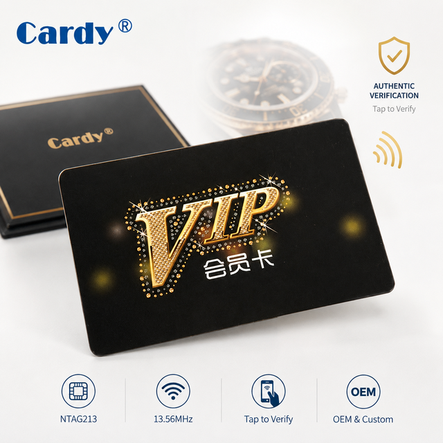 NFC Warranty Card 13.56MHz NTAG213 PVC Card Tap to Verify for Watch Luxury Product Authentication Guarantee Certificate OEM