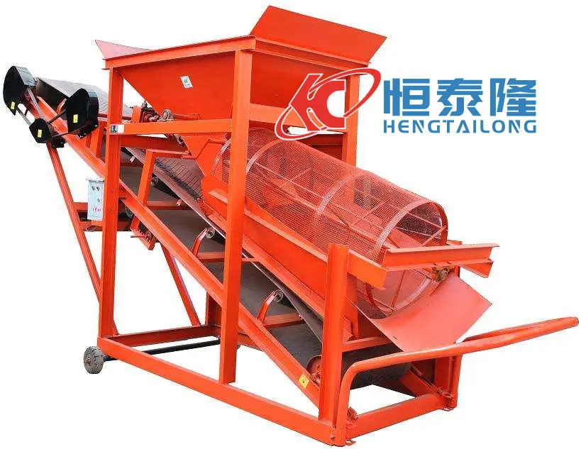 Mobile rotary trommel drum screen for municipal waste separation