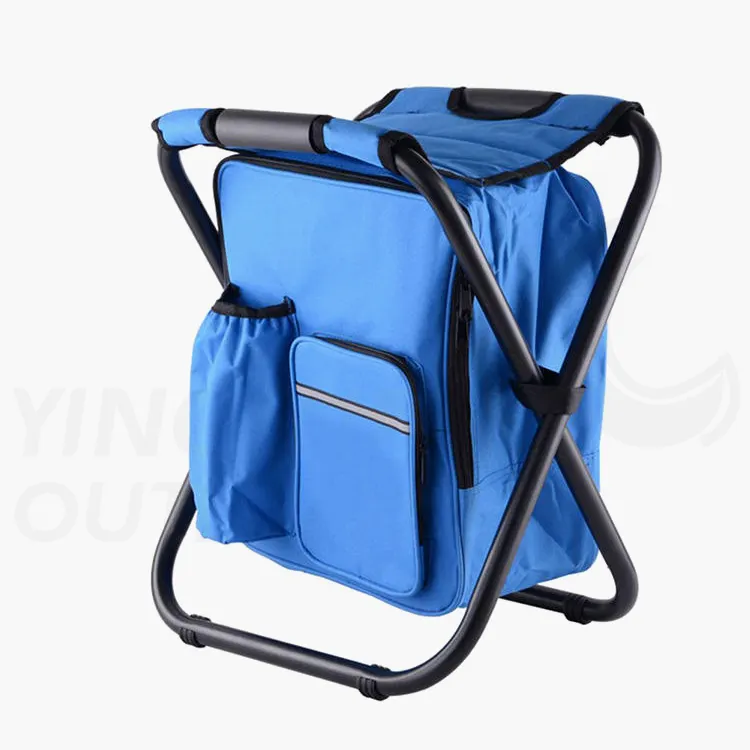 Cadeira de pesca portátil ao ar livre mochila dobrável cadeira de acampamento com saco térmico