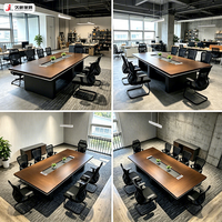 Table de conférence de direction moderne haut de gamme personnalisée JIUSHUN pour 10 à 12 personnes, idéale pour les salles de réunion de bureau