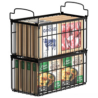 Amz Hot Nieuwste 4-delige stapelbare diepvriesorganizer bakken opvouwbare manden met handgrepen opbergcontainers