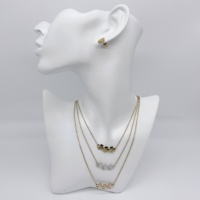 Ensemble de bijoux en acier inoxydable plaqué or 18 carats pour femmes trèfle collier boucles d'oreilles pour anniversaire Zircon fêtes principales cadeaux