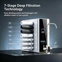 Purificateur d'eau RO sans réservoir sous évier, système de filtration 7 étapes avec options d'eau pure, d'eau minérale et d'eau hydrogénée