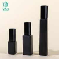 YAN Packaging Flacon de parfum en verre portable, vide, rectangulaire, à fond épais, noir mat, 3ml 5ml 10ml, avec pompe et impression sérigraphiée, au design élégant et attrayant