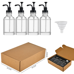 Distributeur de <span class=keywords><strong>café</strong></span> et de sirop en verre carré antique de 16 oz avec pompe en métal - Product Image 3