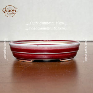 Vasi da <span class=keywords><strong>Bonsai</strong></span> in Ceramica Artigianale di Yixing Piccoli Vasi da Fiori Ovali in Argilla Smaltata da Scrivania per Piante Grasse Attrezzo da Giardinaggio - Product Image 5