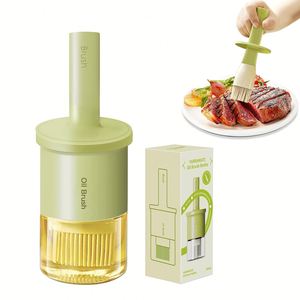Glass Oil Dispenser Bottle Cooking <b>BBQ</b> Vinegar Sauce Grill Frying Kitchen Oil Container with Silicone Basting Pastry Brush - Product Image 1