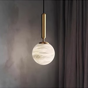Modern Minimalist Marble Pendant <b>Light</b> Round E27 Bulb Base For Home Dining Bedroom Island <b>Lighting</b> - Product Image 2