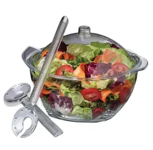 批发沙拉冷水机盖塑料沙拉碗带盖和叉子