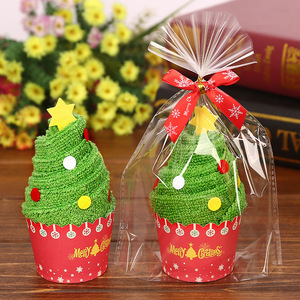 Toalla de árbol de Navidad, toalla de cara bordada, 100% algodón, mano - Product Image 1