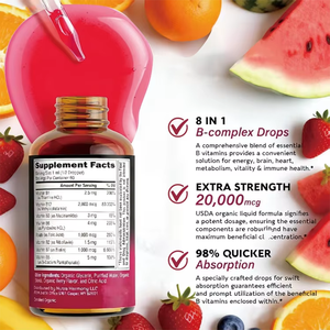 Gouttes de Complexe de <span class=keywords><strong>Vitamine</strong></span> B à Absorption Rapide, Supplément Multivitaminé et Minéral, Soutien Énergétique et Immunitaire, Gouttes Orales (en Stock) sans Logo de Marque - Product Image 2