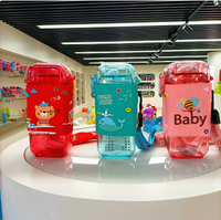 Nouvelle gourde carrée J90 de 350 ml en PP pour enfants, motif dessin animé, écologique, avec sangle et paille intégrée, idéale pour la rentrée scolaire