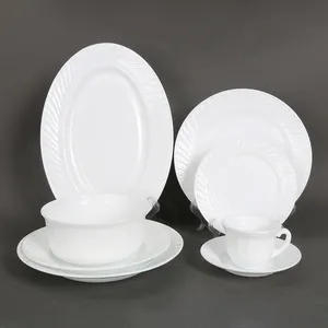 Oem Hot Selling Flat Plate Cheap Price Bowls Plates Dinnerware Glassware Opal Glass Dinnerware Sets CLASSIC Business Gifts